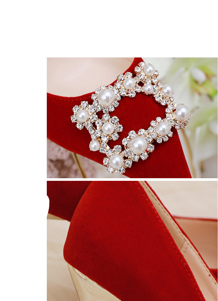 Orthopedic Balance Pearl And Rhinestone Stiletto Wedding Shoes