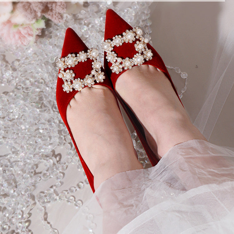 Orthopedic Balance Pearl And Rhinestone Stiletto Wedding Shoes