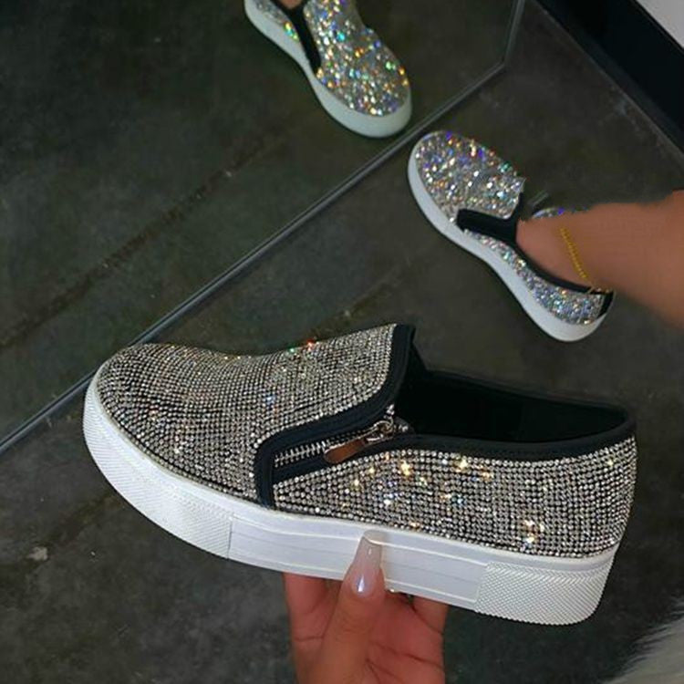 Mona | Glitter Slip-On Sneakers – Fashion Casual Platform Shoes