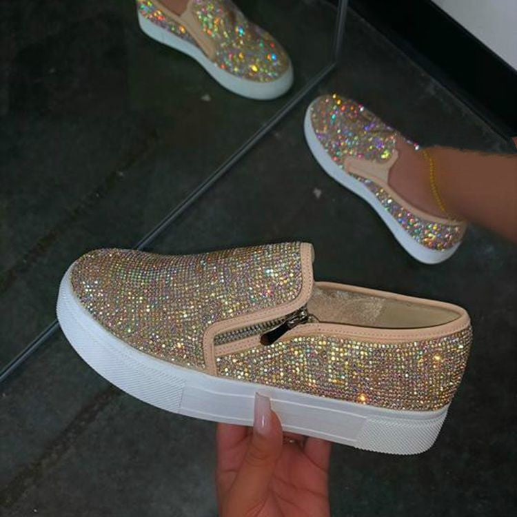 Mona | Glitter Slip-On Sneakers – Fashion Casual Platform Shoes