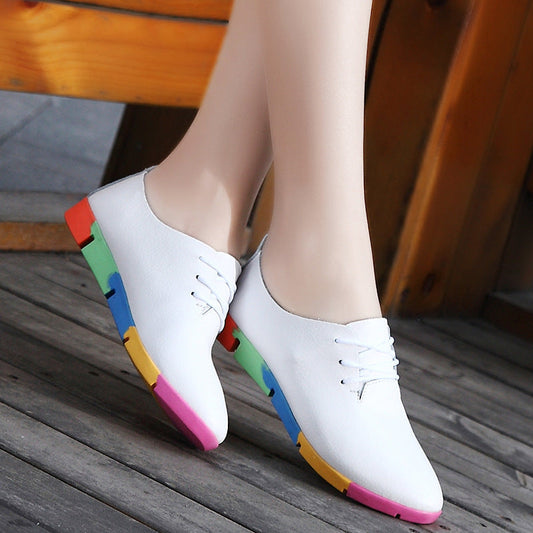 Orthopedic Balance Pointed White Leather Shoes - Unique And Elegant