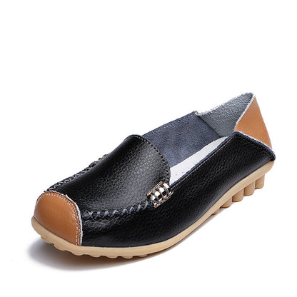 Orthopedic Balance Women’s Leather Slip-On Loafers – Vintage Comfort Walking Shoes