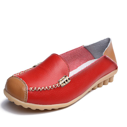 Orthopedic Balance Women’s Leather Slip-On Loafers – Vintage Comfort Walking Shoes
