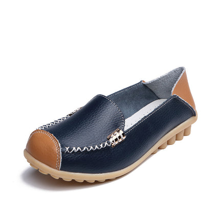 Orthopedic Balance Women’s Leather Slip-On Loafers – Vintage Comfort Walking Shoes