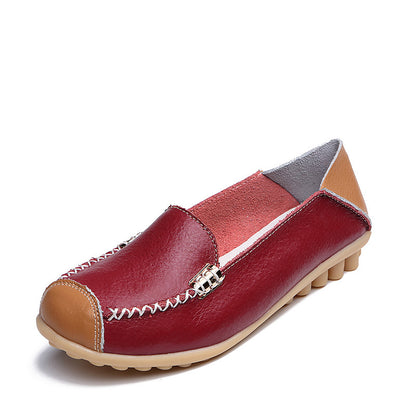 Orthopedic Balance Women’s Leather Slip-On Loafers – Vintage Comfort Walking Shoes
