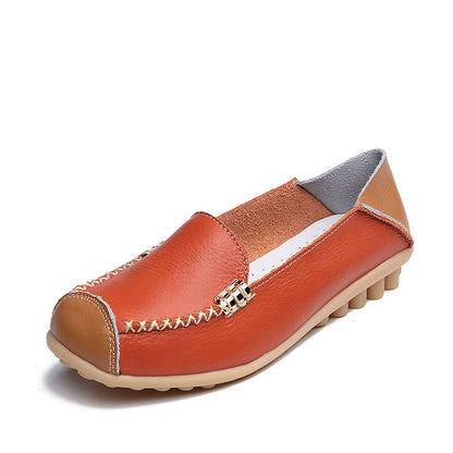 Orthopedic Balance Women’s Leather Slip-On Loafers – Vintage Comfort Walking Shoes