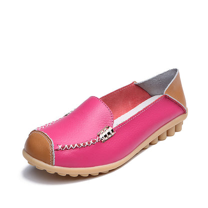 Orthopedic Balance Women’s Leather Slip-On Loafers – Vintage Comfort Walking Shoes