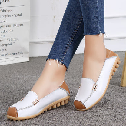 Orthopedic Balance Women’s Leather Slip-On Loafers – Vintage Comfort Walking Shoes