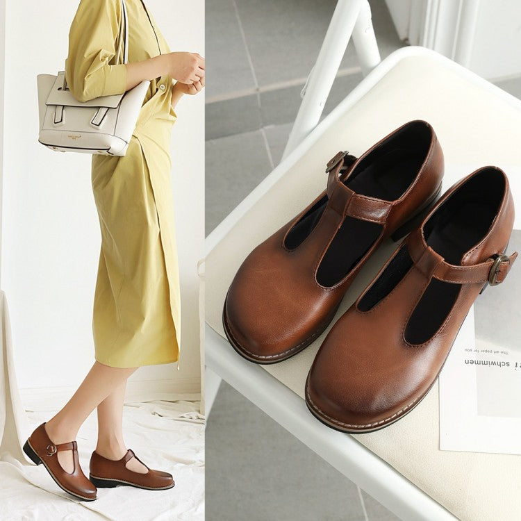 Winona | Soft T-Strap Comfort Flats with Round Toe Design