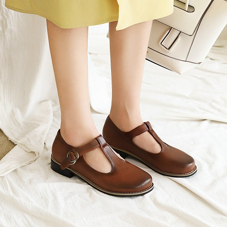 Winona | Soft T-Strap Comfort Flats with Round Toe Design