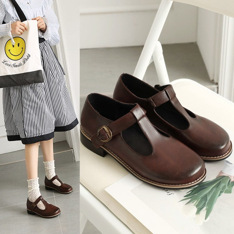 Winona | Soft T-Strap Comfort Flats with Round Toe Design