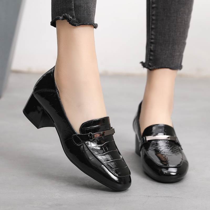Orthopedic Balance Leather Loafers - Mid Heel Comfort