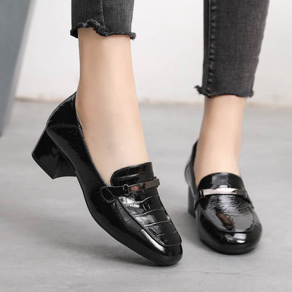 Orthopedic Balance Leather Loafers - Mid Heel Comfort