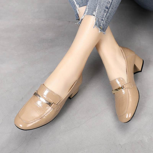 Orthopedic Balance Leather Loafers - Mid Heel Comfort