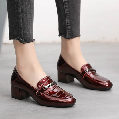 Orthopedic Balance Leather Loafers - Mid Heel Comfort