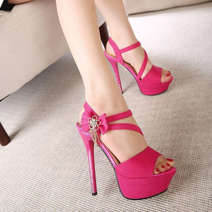Orthopedic Balance High Heel Sandals With Rhinestones And Unique Bow