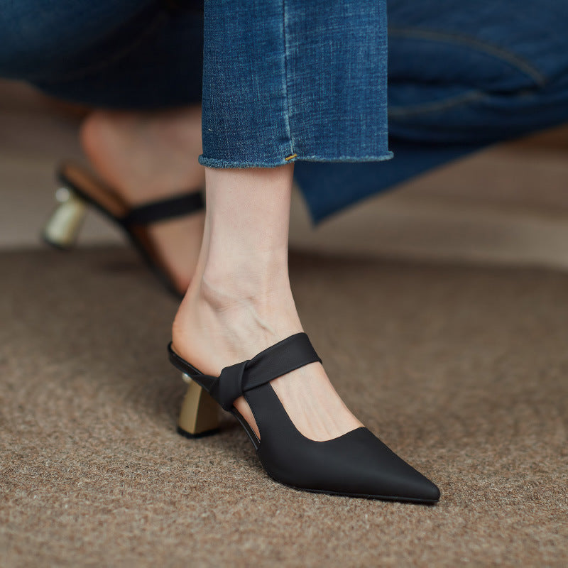 Orthopedic Balance Leather Heels - Pointed Toe Comfort