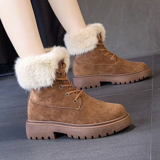 Karina | Foldable Fur Suede Chunky Winter Boots