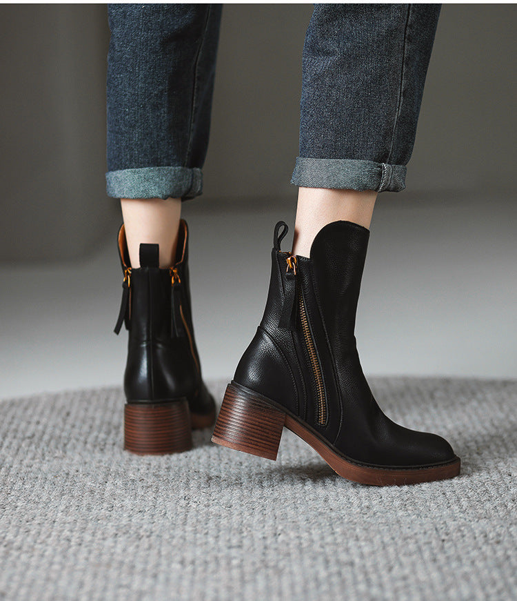 Megan | Classic Leather Block-Heel Orthopedic Ankle Boots