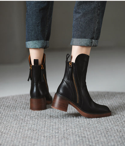 Megan | Classic Leather Block-Heel Orthopedic Ankle Boots