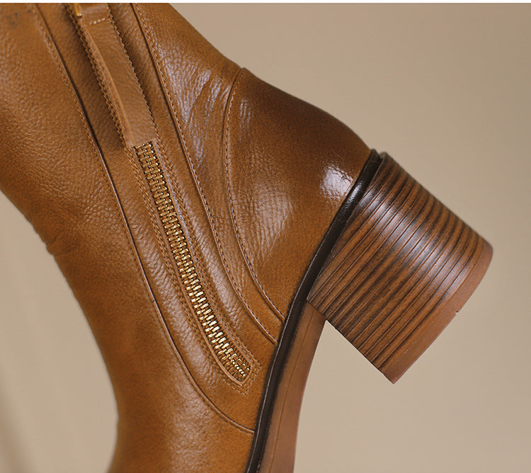 Megan | Classic Leather Block-Heel Orthopedic Ankle Boots