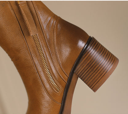 Megan | Classic Leather Block-Heel Orthopedic Ankle Boots