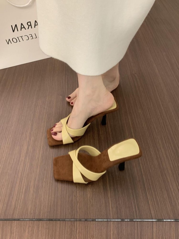 Orthopedic Balance | Color Block Open Toe Heeled Sandals