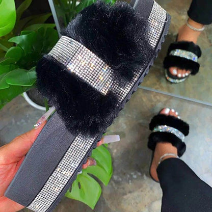 Orthopedic Balance Fluffy Bling Slippers - Unique Style And Comfort