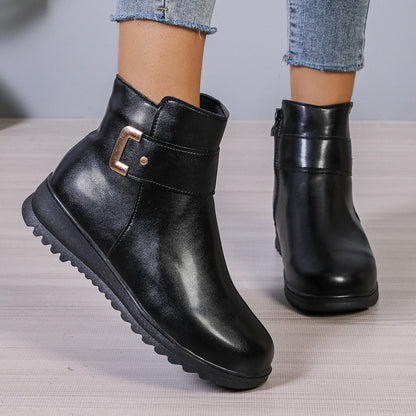 Orthopedic Balance Fleece Ankle Boots - Side Zipper, Non-Slip