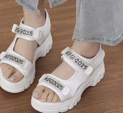 Orthopedic Balance Wedge Heel Sandals With Rhinestones