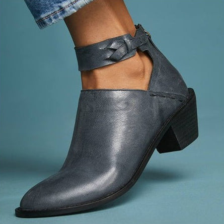 Marie | Ankle-Strap Block-Heel Orthopedic Booties