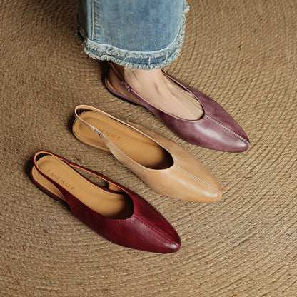 Orthopedic Balance Pointed Toe Slingback Flat Mules