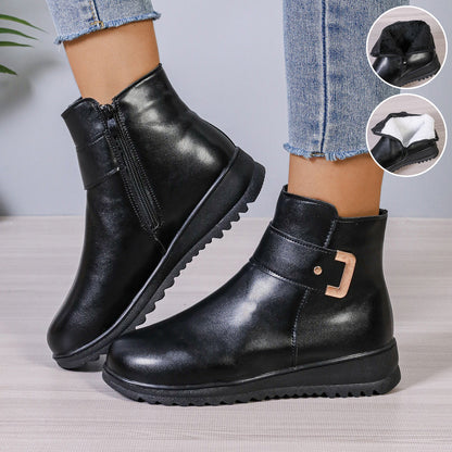 Orthopedic Balance Fleece Ankle Boots - Side Zipper, Non-Slip