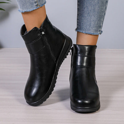Orthopedic Balance Fleece Ankle Boots - Side Zipper, Non-Slip