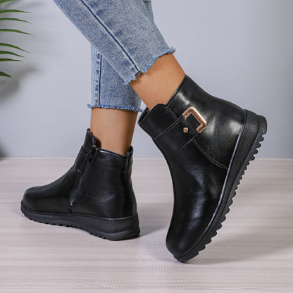 Orthopedic Balance Fleece Ankle Boots - Side Zipper, Non-Slip