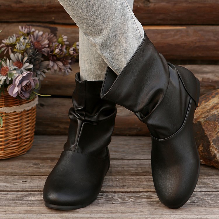 Orthopedic Balance Flat Boots - Slip-On Western Comfort
