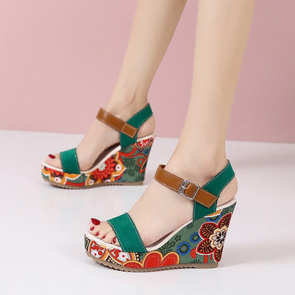 Orthopedic Balance Floral Embroidered High Heel Sandals - Unique Elegance