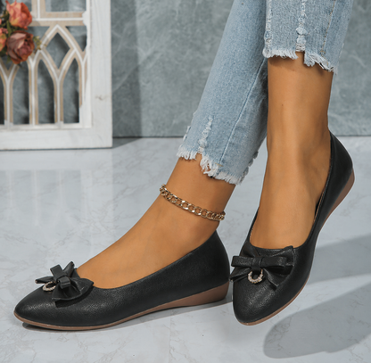 Orthopedic Balance Elegant Bow Flats – Classic Comfort Slip-On Shoes