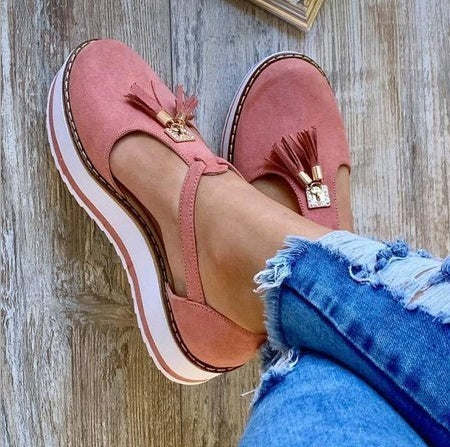 Orthopedic Balance Fringe Flat Shoes - Spring Elegance