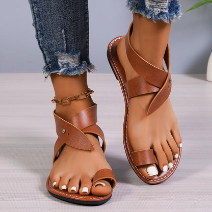 Orthopedic Balance | Cross Strap Toe Ring Flat Sandals