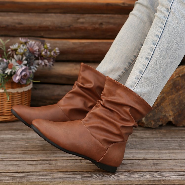 Orthopedic Balance Flat Boots - Slip-On Western Comfort
