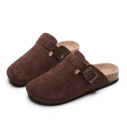 Orthopedic Balance Women’s Suede Clog Sandals – Adjustable Buckle Comfort Slides