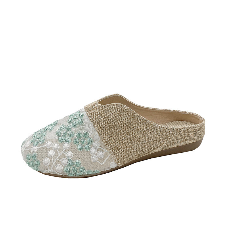 Orthopedic Balance Floral Embroidered Slip-On House Slippers