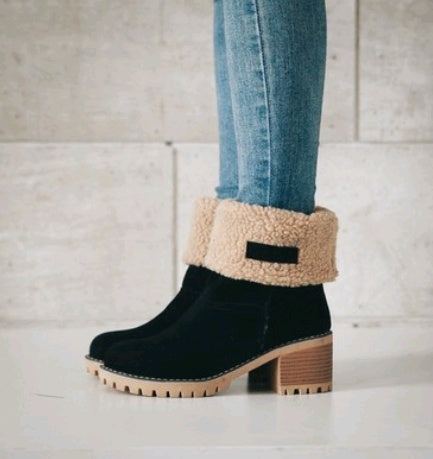 Bea | Mid-Tube Thick Heel Suede Snow Boots - Orthopedic Warm Comfort Style