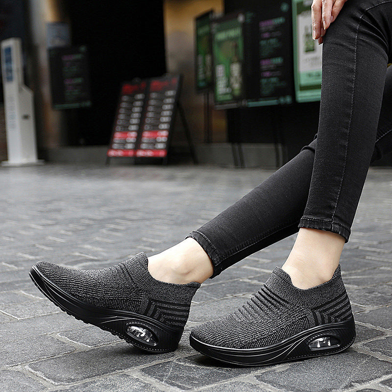 Orthopedic Air Cushion Slip-On Sneakers – Breathable Knit Lightweight Walking Shoes