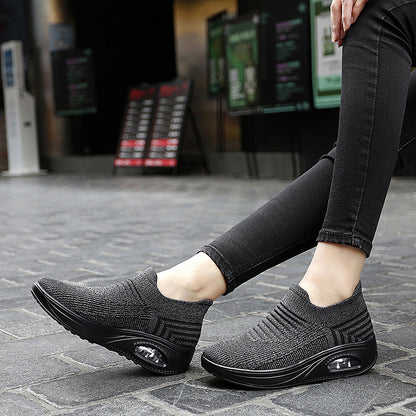 Orthopedic Air Cushion Slip-On Sneakers – Breathable Knit Lightweight Walking Shoes