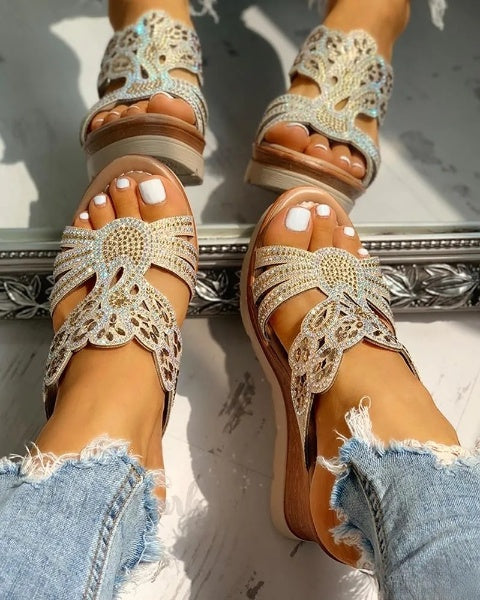 Lydia | Women’s Orthopedic Floral Cutout Wedge Sandals