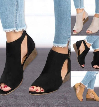 Evelyn | Women’s Orthopedic Peep-Toe Wedge Sandals with Ankle Strap