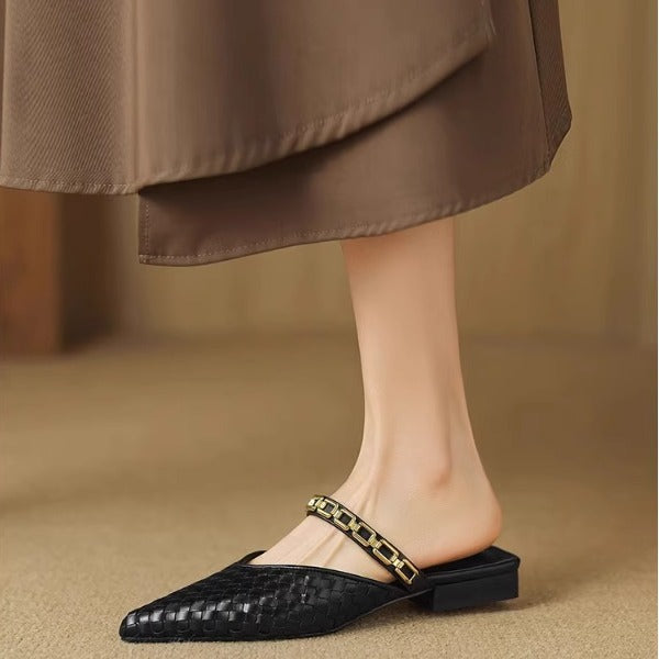 Orthopedic Balance Flat Sandals With Low Heels And Chains - Unique Elegance
