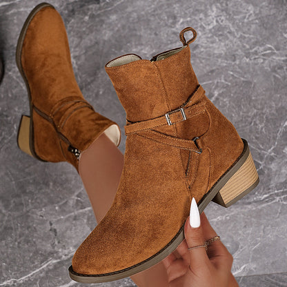 Orthopedic Balance Ankle Boots - Cross-Strap Mid-Heel Comfort